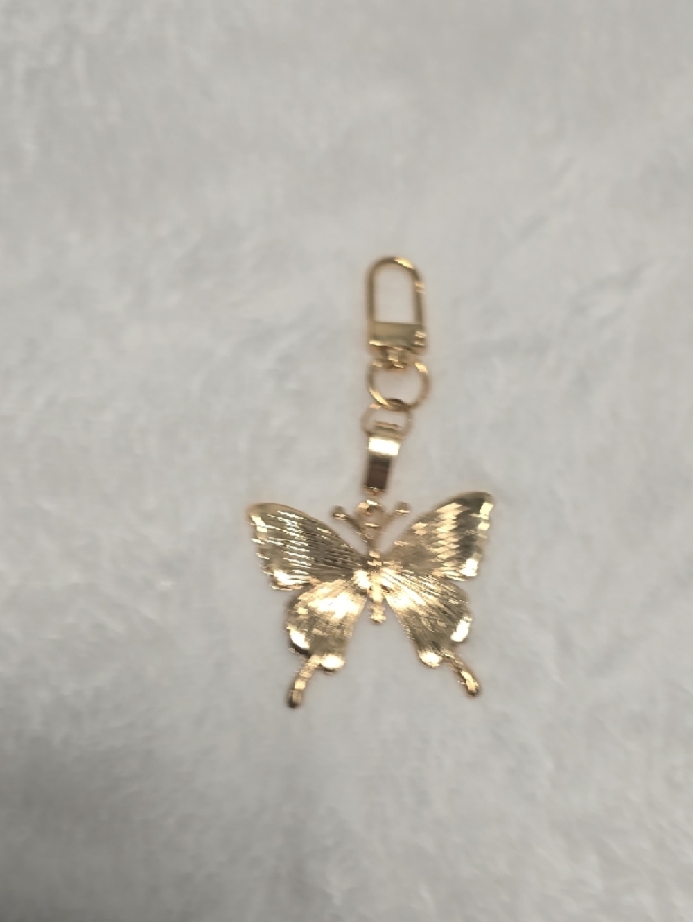 Gold Tone Rhinestone Butterfly Keychain Charm - Picture 3 of 4